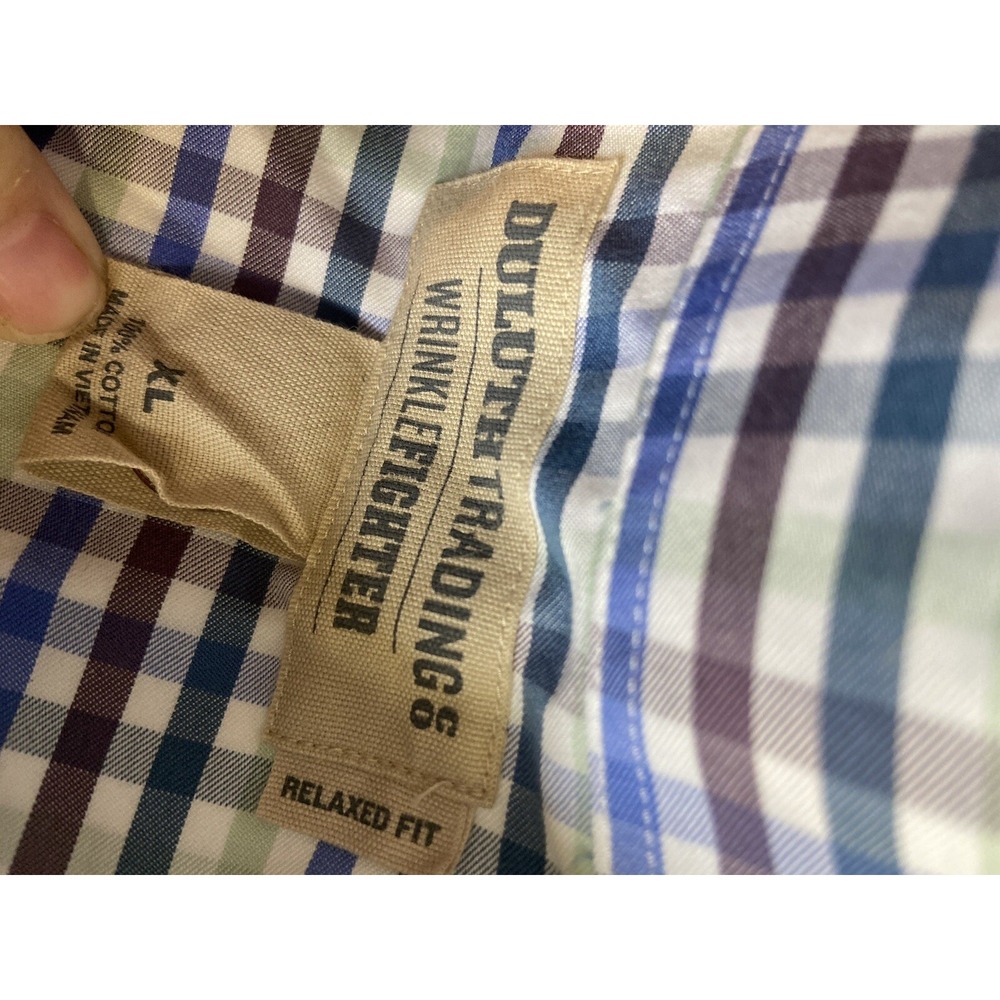 Duluth Trading Co Wrinklefighter Mens XL Relaxed Fit Plaid Button Down Shirt - Picture 5 of 11